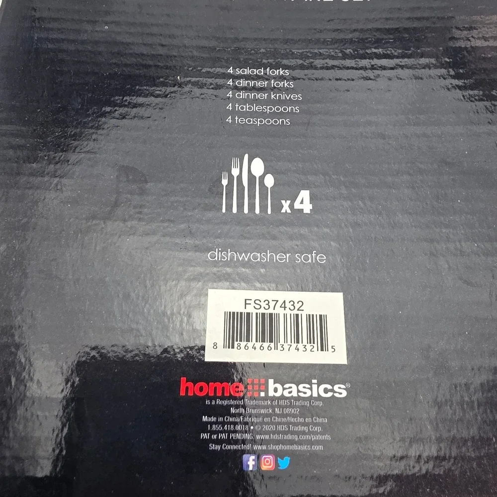 Home Basics 20 Piece Stainless Steel Flatware Set Service for 4 FS37432 Silver